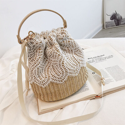 

New 2019ins girls lace bucket bag portable womens shoulder bag Messenger bag