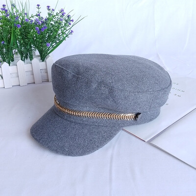 

Hat womens autumn&winter British vintage fur beret octagonal hat fashion hundred flat top navy cap cap cap tide