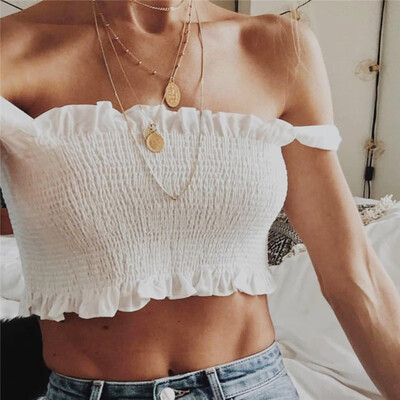 

Summer Girls Womens Casual Sexy Bandage Straps Plicated Crop Top Camisole Tops