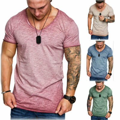 

Mens Slim Fit O Neck Short Sleeve Muscle Tee Shirts Casual T-shirt Tops Blouse
