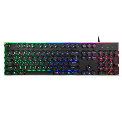 

Punk Imitation Of Mechanical Feel Gaming Keyboard Rainbow Luminous Retro Game Computer USB Cable Keyboard