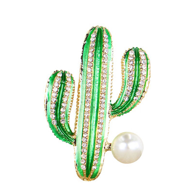 

Cactus Faux Pearl Rhinestone Brooch Pin Women Wedding Jewelry Gift