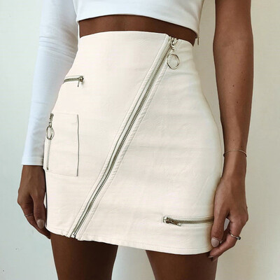 

Roseonmyhand Women High Waist Leather Paint Zip Pencil Skinny Slim Short Sexy Mini Skirt