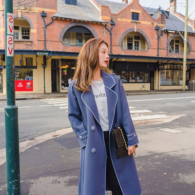 

Women in trench coats fall 2018 new mid-length over-the-knee Korean belted woolen parka