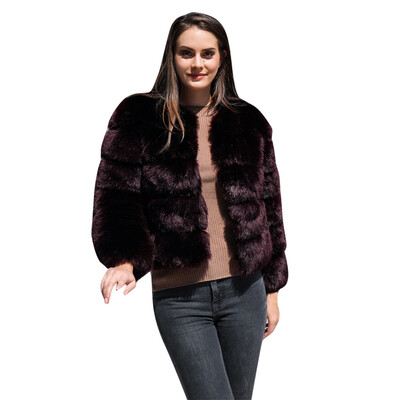 

Toponeto Women Fashion Solid Faux Fur Outerwear Cardigan Loose Button Pocket Short Coat