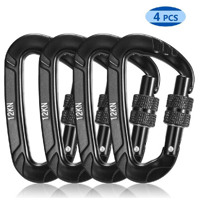 

4pcs 12KN Wiregate Carabiner Snag Free Carabiner Steel Spring Clip Lightweight Hammock Swing Clip Equipment