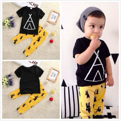 

2pcs Toddler Kids Baby Boy T-shirt TopsLong Pants Trousers Outfits Clothing Set