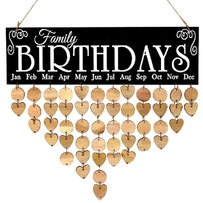 

Portable Delicate Wooden Loving Heart Wafer Wire Loop Hemp Rope Calendar Home Decoration Hangtag Birthday Reminder Sign