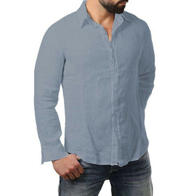 

Fasion Men Summer Casual Dress Shirt Mens Solid Color Long Sleeve Shirts Tops