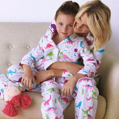 

Baby Kid Family Long Sleeve Dinosaur Print TopsPants 2-Piece Pajama Outfits Set
