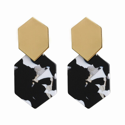 

EK1003 Trendy Geometric Polygon Acrylic Resin Drop Earring For Women Punk Leopard Print Statement Dangle Earring Party Jewelry