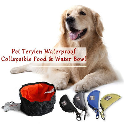 

Pet Terylen Bowl Portable Folding Collapsible Waterproof Food&Water Bowl for Dogs Cats Outdoors Hiking Camping
