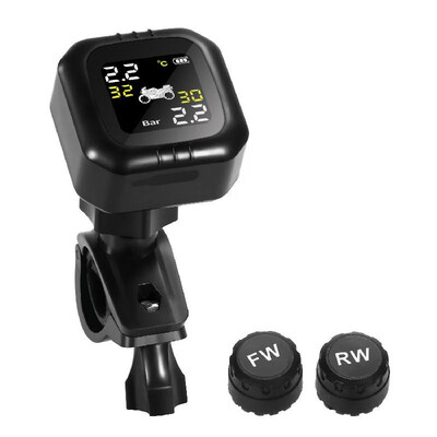 

Motorcycle Tire Pressure Monitoring System with 2 External Sensor Waterproof Cordless