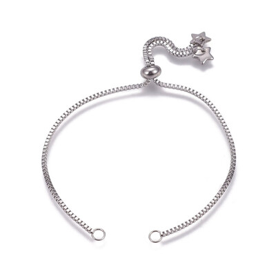 

Stainless Steel Slider Bracelet Makings with Box Chains Star Stainless Steel Color Single Chain 4-14"109cm Total Length