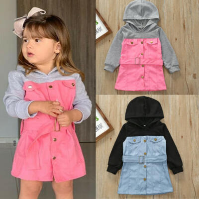 

USA Toddler Baby Girls Clothes Kids Long Sleeve Sweatshirt Overall Dress Hoodies