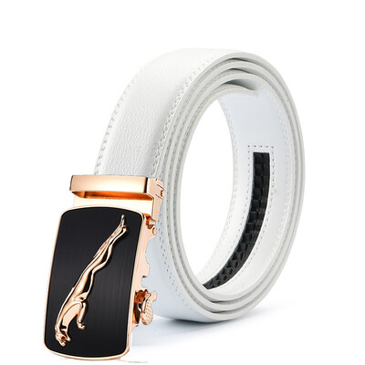 

Fashion White Belt Designer Belts Men High Quality Fashion Geometric Metal Automatic Buckle Genuine Leather Luxury Brand Belt