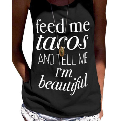 

New Fashion Women Tank Top Letter Print Sleeveless Summer Vest Casual Streetwear Tee Tops