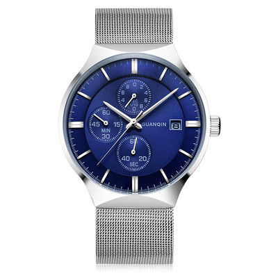 

GUANQIN GS19082 Men Business Stylish Fine Steel Mesh Band Quartz Watch