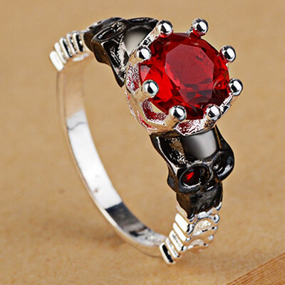 

Skull Ring Punk Black Red Crystal Women&39S Ring Wedding Jewelry Skull Hand Accessories