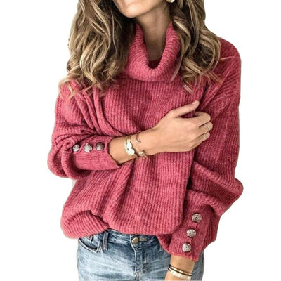 

Women High Turtleneck Knitted Sweater Jumper Winter Warm Coat Pullover Tops