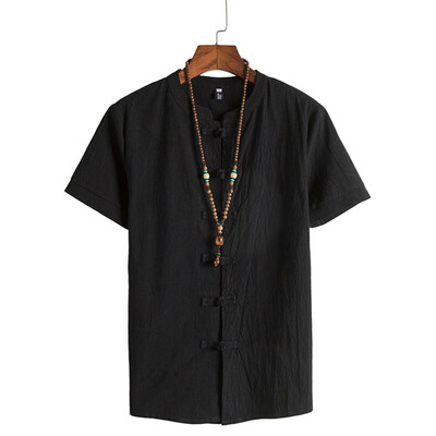 

Toponeto Fashion Mens Cotton Linen Solid Short Sleeve Retro T Shirts Tops Blouse