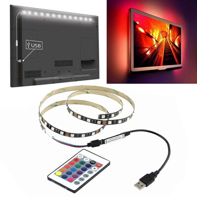 

Siaonvr 5V 5050 60SMDM RGB LED Strip Light Bar TV Back Lighting KitUSB Remote Control