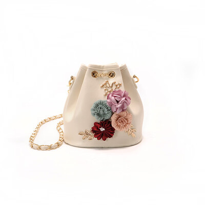 

Lady Flower Bucket Bag Crossbody Bags Summer Women PU Leather Fashion Messenger Bags Floral Chains Small Cute Shoulder Bags