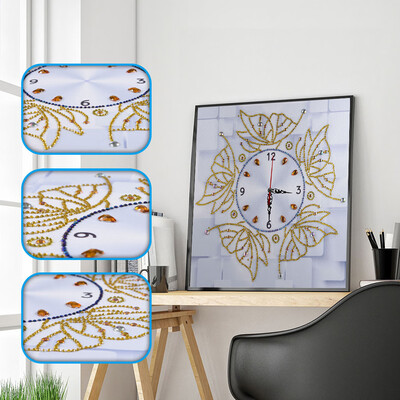 

Gobestart 5D Special Diamond-Shaped Embroidery Wall Clock DIY Painting Diamond Cross Stitc