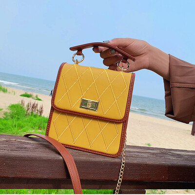 

Womens bag 2019 new popular embroidery line mobile phone bag fashion handbag summer small fresh wild gas Messenger bag
