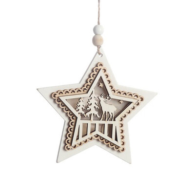 

1PC DIY Beautiful Wooden Lamp Luminous Xmas Tree Hanging Wood Crafts Decor Christmas Ornaments Party Home Decor Supplies