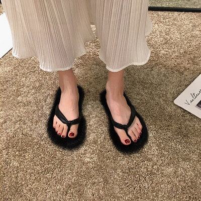 

Fairy wind slippers wear autumn Korean version of fashionable sourcery flip-flops&red hair flip-flops