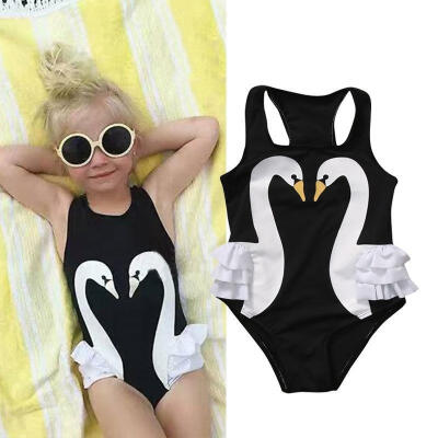 

Baby Kids Girls Tutu White Swan Romper Swimwear Ruffle Skirt Swimsuit Clothes