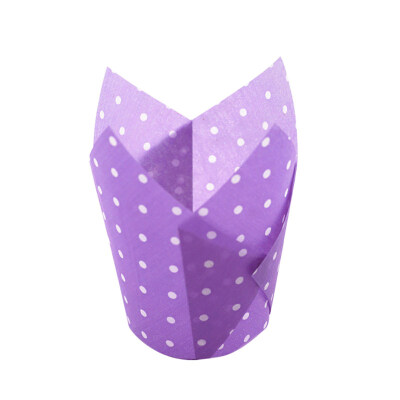 

50Pcs Dots High Temperature Resistant Cake Paper Cup Tulip Muffin Case Liners