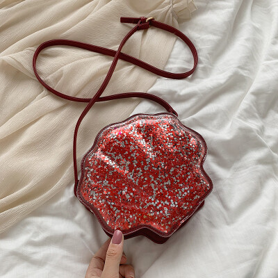 

Ins girls on the new fashion sequins shell womens bag 2019 new bag Korean version of the small bag slanted bag tide