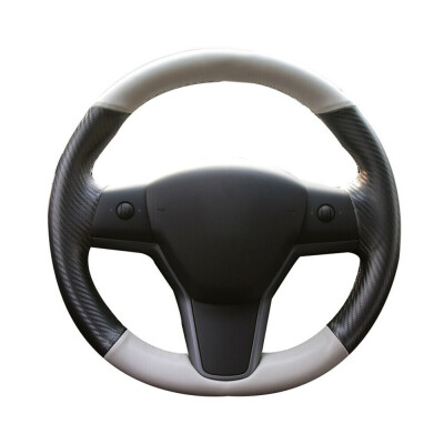 

1 Steering Wheel Sleeve White Leather Cover For Tesla Model 3