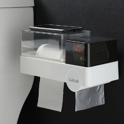 

Multifunction Bathroom Tissue Holder Wall-mounted Waterproof Plastic Garbage Bag Sanitary Napkins Storage Toilet Paper Box