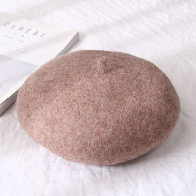 

Lady Spring Winter Berets Hat Painter Style Hat Women Wool Vintage Berets Solid Color Caps Female Bonnet Warm Walking Cap