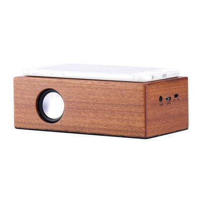 

Wooden Induction Speaker Mobile Phone Wireless mini Retro Computer Speaker Built-in Large Battery