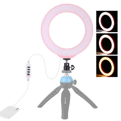 

PULUZ 10" Dimmable LEDs Ring Light 3 Lighting Modes Brightness Adjustable for Live Streaming Selfie Photography Video Shooting wit