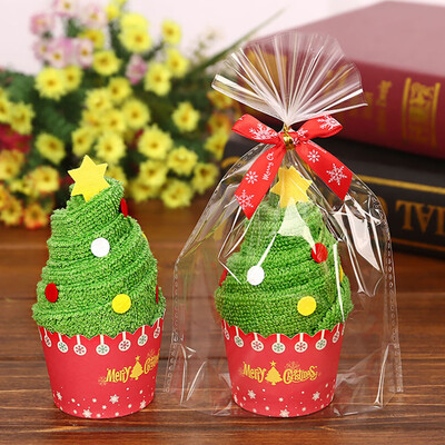 

Siaonvr Santa Claus Snowman Christmas Tree Cake Modelling Cotton Towel Creative Gifts