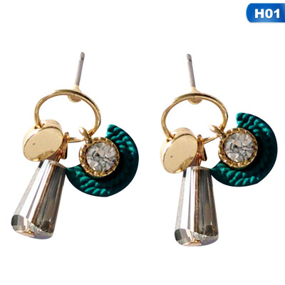 

Gentle Fan Shape nile Blue Stud Geometric Crystal Zircon Earrings