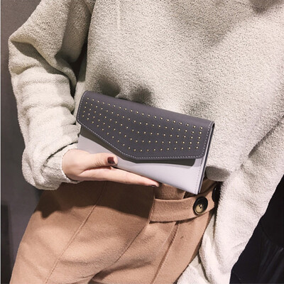 

Tailored Womens Long Clutch Bag Female Purse Zipper Purse Bag Contrast Color Stitching
