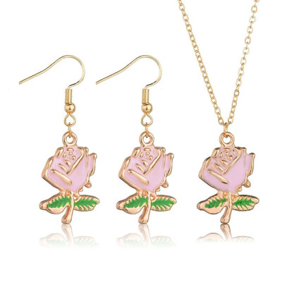 

Cute Bright Earrings Necklace Set Fruit Sexy Lips Cherry Bow Pendant Charm Sweet Girl Fashion Jewelry Earrings Necklace Set