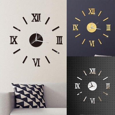 

DIY Analog 3D Mirror Surface Large Number Wall Clock Sticker Modern Home Decor BE