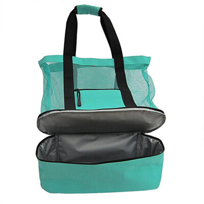 

Portable Insulated Cooler Food Bag for Beach Camping Picnic Waterproof Mesh Tote