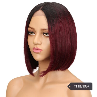 

Noble Human Hair Lace Front Wigs For Women Brazilian Remy Hair Straight Short Bob Wig Pre Plucked Black Brown wig free shipping