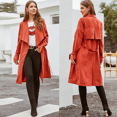 

Toponeto Fashion Women Casual Autumn Solid Tops Long Sleeve Slim Bandage Overcoat Coat