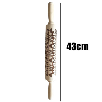 

JPGIF Christmas Rolling Pin Engraved Carved Wood Embossed Rolling Pin Kitchen Tool