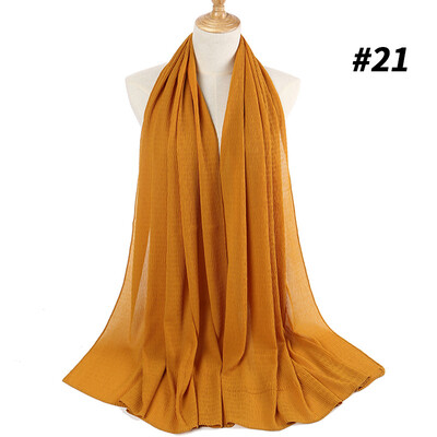 

Monochrome pleated pearl chiffon national womens headscarf new 22 color Muslim solid color hijab manufacturers