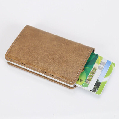 

Mens Leather ID Credit Card Holder RFID Protector Money Wallet Clip Card Case